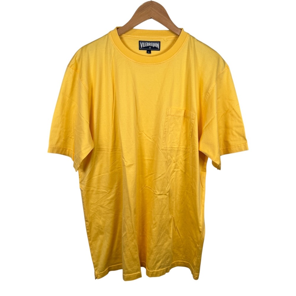 Vilebrequin T Shirt Yellow Cotton Short Sleeve Pocket Tee Mens Size XLarge XL